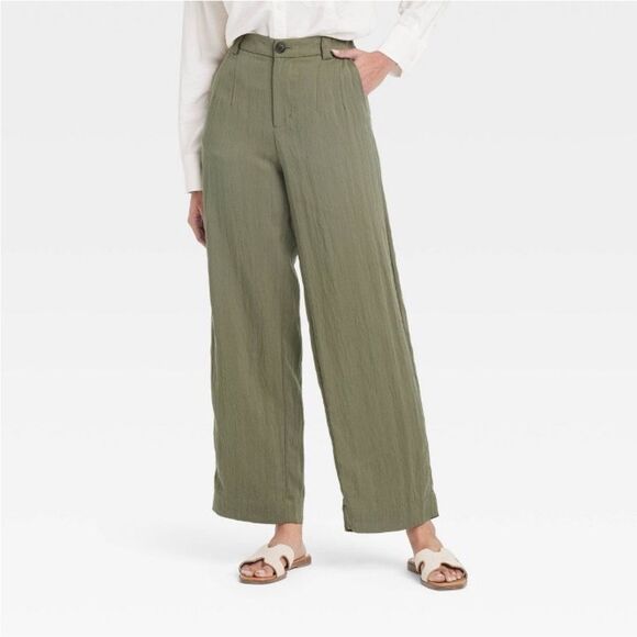 A new day Women's Olive Green straight -Leg Pants high rise size 6 - Picture 1 of 4